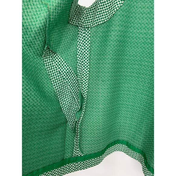 Open Front Vest 60s 70s Green Houndstooth Patterned Slip Pockets Sleeveless L - Picture 3 of 4
